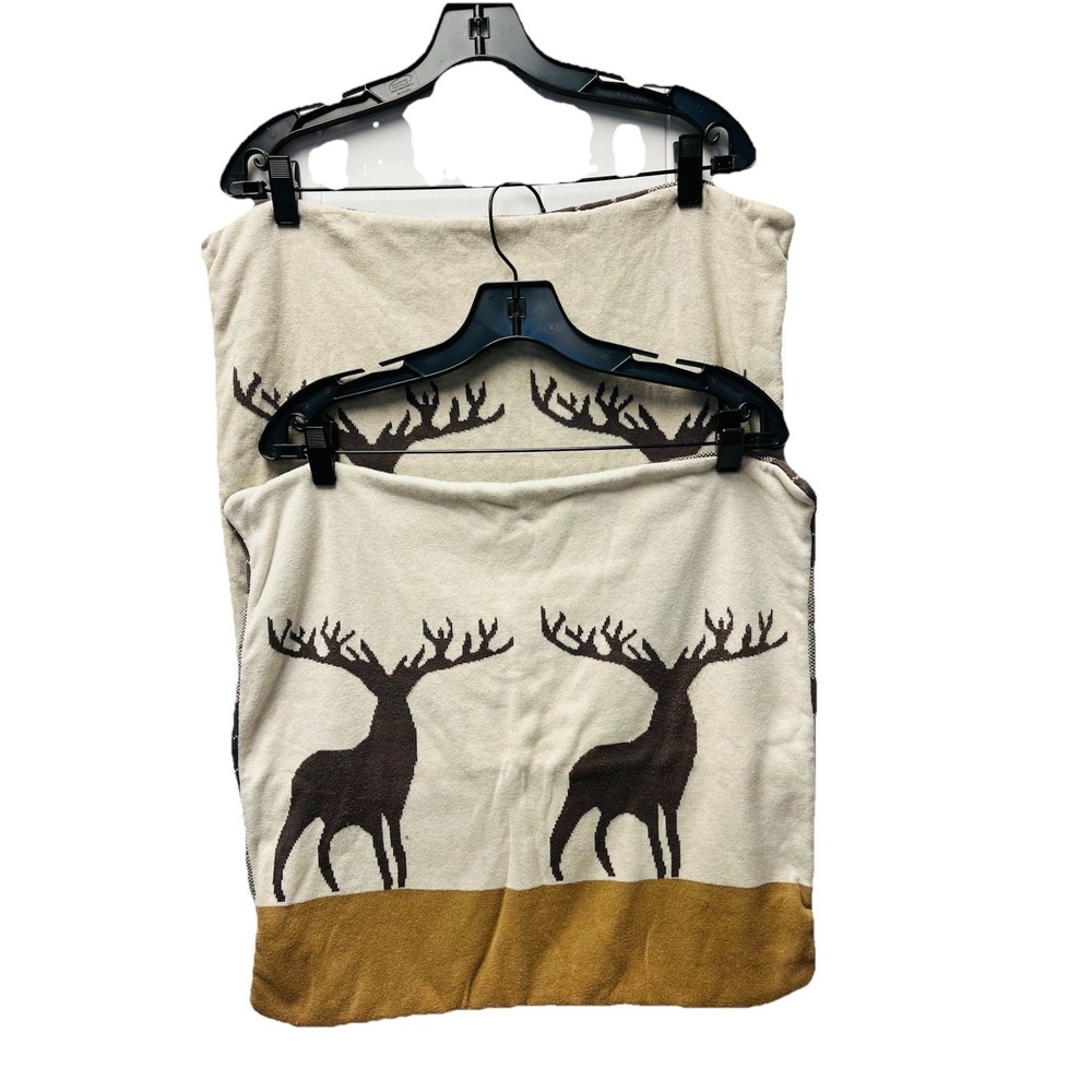Deer Farmhouse 20"x20" Set Pillow Sham 2 Covers Tartan Plaid Cabin Man Cave Hunt